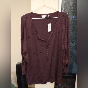 NWT!! REITMANS PURPLE LONG SLEEVE T-SHIRT, PLUS SIZE